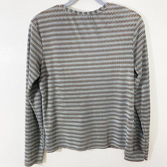 NEXT Women's Brown & Blue Vintage Striped Textured 90s Y2K Artsy Blouse. Sz US12 - Picture 2 of 6